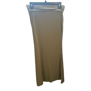 Esti Couture Womens Size L Green Solid Maxi Skirt